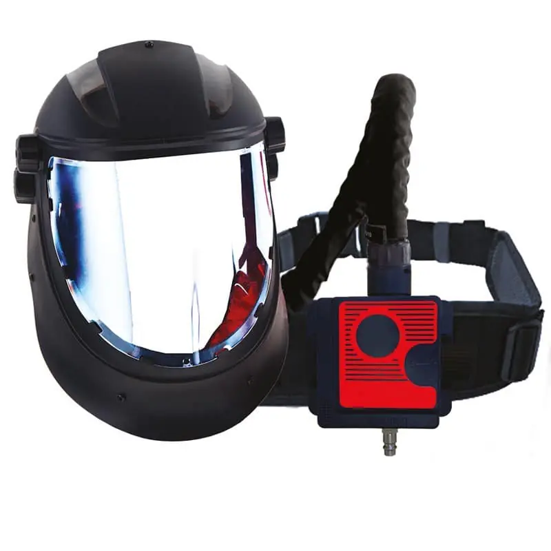 Pantalla facial AIRFACE AIRKUBE con regulador de aire comprimido respirable RBR Suministros