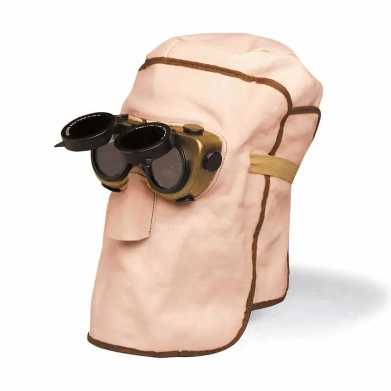 Capuz de cuero para soldar CAPYWELD PLUS con gafa de vinilo abatible y gorro integrado RBR Suministros