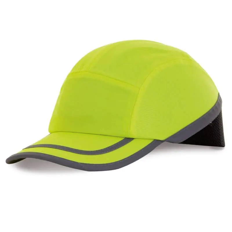 Visera casco deportiva de alta visibilidad amarilla y negra certificada EN812 de RBR Suministros